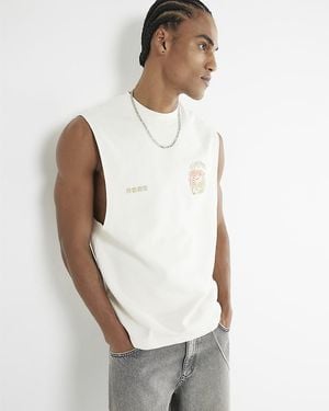 River Island Tank Top Japanese Yin Yang - White