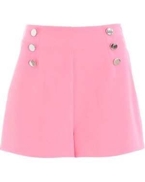 Quiz Button Tailored Shorts - Pink