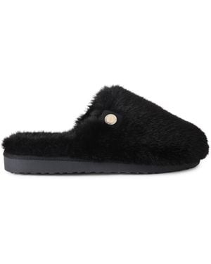 Carvela Kurt Geiger Jackpot Fur Slippers - Black