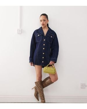 Labelrail X Jennifer Mcking Structured Denim Shirt Dress - Blue
