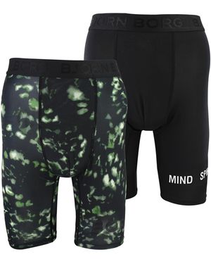 Björn Borg 2 Pack Performance Moisture-Wicking Boxers With Long Leg For - Green