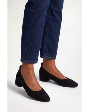 Wallis Layla Faux Suede Elasticated Back Low Block Heel Ballet Court Shoes - Blue