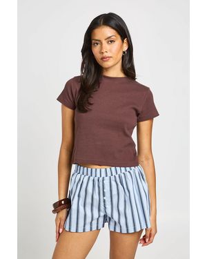 Boohoo Stripe Boxer Style Shorts - Blue