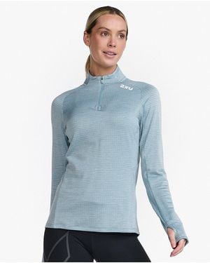 2XU W Ignition 1/4 Zip Chambray/ Reflective - Blue