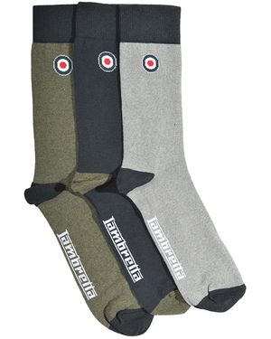 Lambretta Paisley Socks (Pack Of 3) /Khaki) - Grey