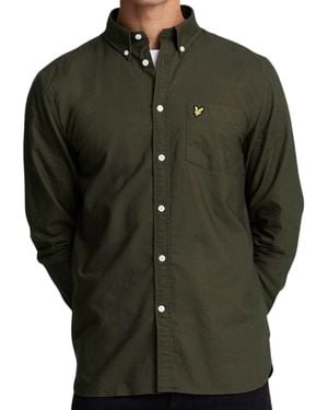 Lyle & Scott Dark Long Sleeve Mottled Shirt Cotton - Green