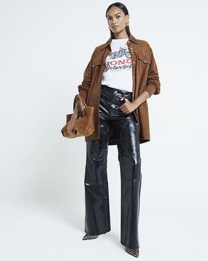 River Island Coated Jeans Relaxed Straight Cotton - Blue