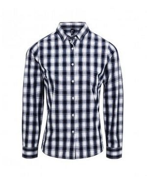 PREMIER Chequered Cotton Long Sleeve Shirt - Blue