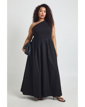 Boohoo Plus Rib Cotton Mix Midaxi Dress - Blue