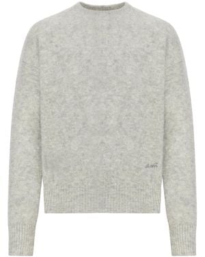 Ami Paris Trui Van Alpaca Met Geborduurd Logo - Grijs