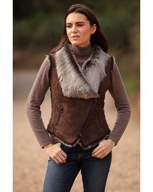 Ashwood Leather 'Kimi' Toscana Suede Biker Gilet - Brown