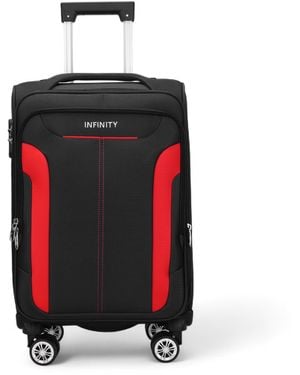Infinity Leather Soft Cabin Suitcase Nylon 900D Suitable Integrated Lock For Easyjet, Ryanair, Wizzair Softshell - Red