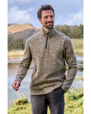 Mountain Warehouse 'Idris' Fleece Jumper Half Zip Breathable Warm Coat - Natural