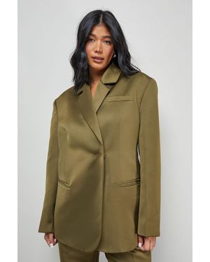 Oasis Premium Satin Oversized Blazer Co-Ord - Green