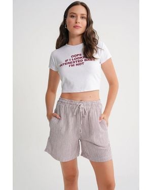 MixRay High-Waisted Striped Wide Leg Shorts - Multicolour