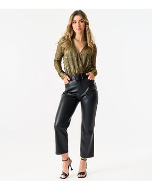 Gini London Metallic Plisse Wrap Front Bodysuit Material_Polyester