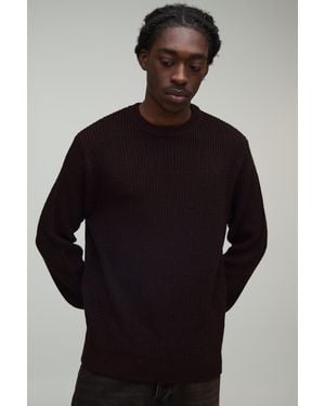BoohooMAN Regular Fit Ribbed Knitted Jumper - Black