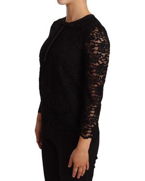 Dolce & Gabbana Gebloemde Kanten Blousetop - Zwart