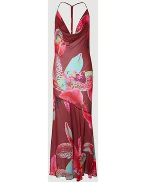 Karen Millen Beach Viscose Georgette Photographic Floral Slip Dress - Red