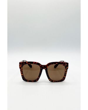 SVNX Oversized Sunglasses With Chain Detail - Brown