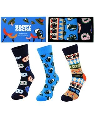 Happy Socks 3-Pack Oktoberfest Gift Set Cotton - Blue