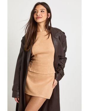 Boohoo Faux Suede Top & Mini Skirt Co Ord - Blue