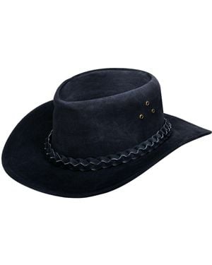 Infinity Leather Cowboy Outback Suede Aussie Bush Hat - Black