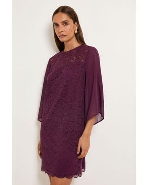 Wallis Lace Ladder Trim Shift Dress - Purple