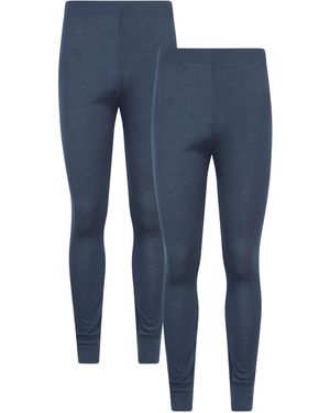 Mountain Warehouse 'Talus' Base Layer Trousers Isotherm Quick Dry Breathable Gym Trousers - Blue