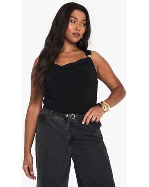 Boohoo Plus Trim Cowl Front Bodysuit - Black