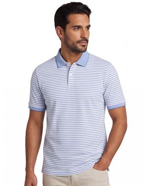 Bugatti Katoenen Polo Gestreept Wijde Fit - Blauw