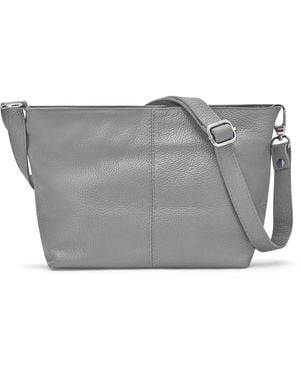 Woodland Leathers Italian Leather Handbag Shoulder Bag - Grey