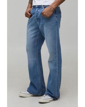 BoohooMAN Pocket Embroidery Rigid Flared Jeans - Blue