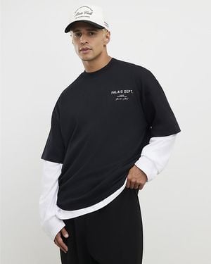 River Island T-Shirt Oversized Fit Palais Dept Cotton - Blue