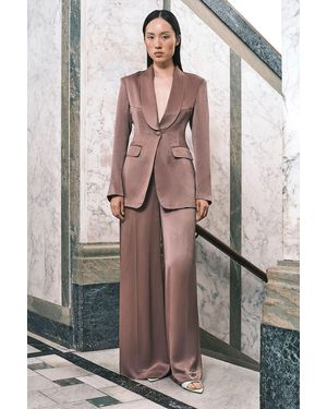 Karen Millen Satin Viscose Tailored Kick Flare Trouser - Brown