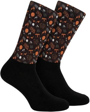 Jenes Socks Funny Printed Long For And - Black