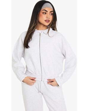 Boohoo Collared Bomber Jacket - White