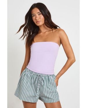 Boohoo Stripe Elasticated Waist Shorts - White
