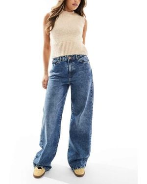 Pieces Selma High Waisted Wide Leg Jeans - Blue