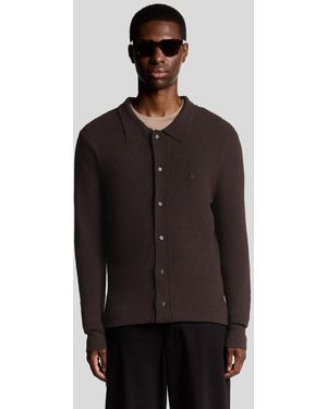 Lyle & Scott Textured Knit Collared Cardigan - Black