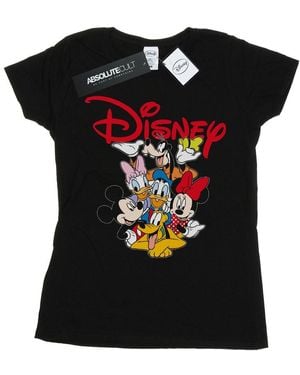 Disney Ladies Mickey Mouse Crew Cotton T-Shirt - Black