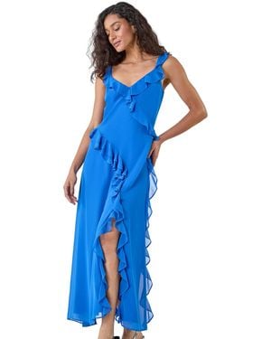 D.u.s.k Frill Maxi Dress - Blue