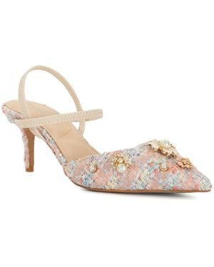 Dune Diana Boucle Embellished Open Kitten Heel Court - Pink