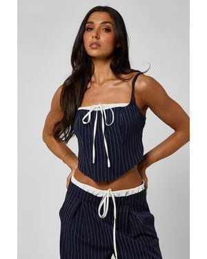 Urban Bliss Pinstripe Cropped Shirt - Blue