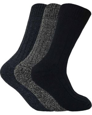 Sock Snob 3 Pairs Cushioned Sole Wool Blend Walking Hiking Socks For Boots - Blue