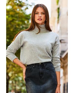 Sosandar Light Cashmere Marl Roll Neck Jumper - Grey