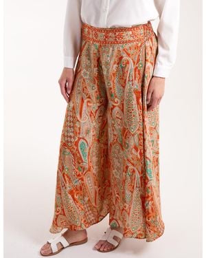Blue Vanilla Embellished Waist Wide Leg Trousers - Orange