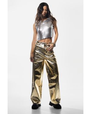 Nasty Gal Metallic Crackle Wide Leg Trousers