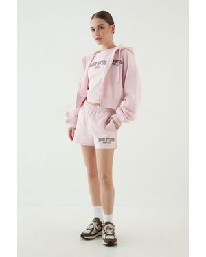 DSGN Studio Applique Loose Fit Sweat Short - Pink