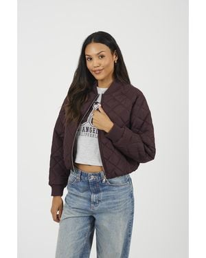 Brave Soul Diamond Quilted Bomber Jacket - Blue